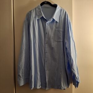 Baby Blue Men's Long Sleeve Button-Up Shirt